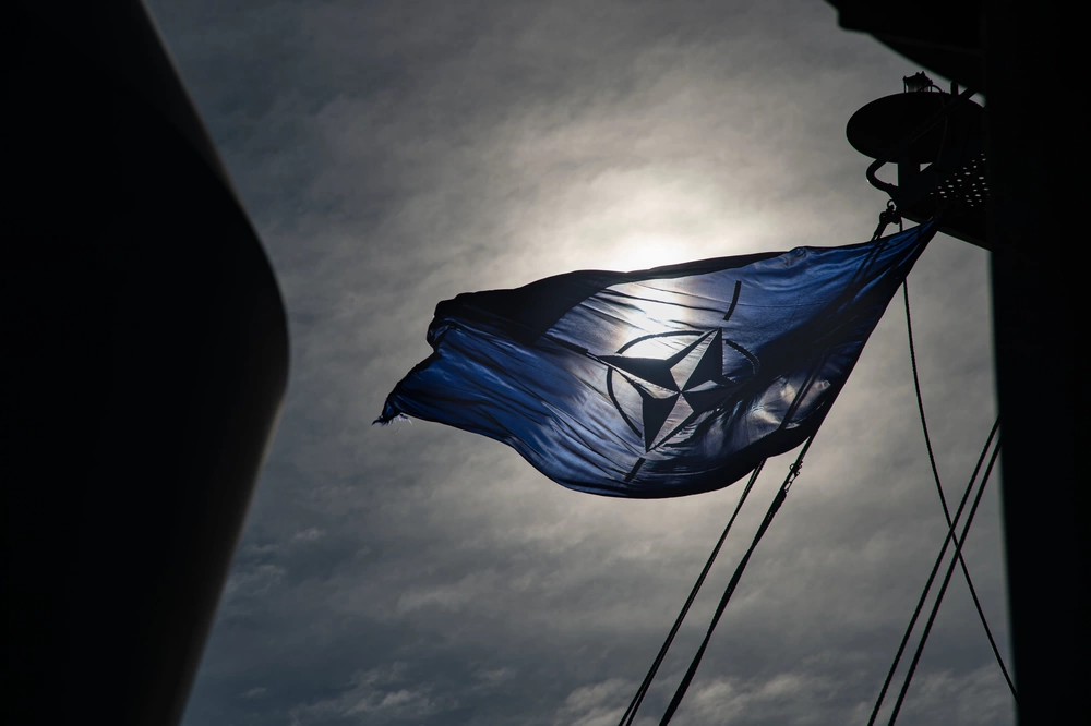 NATO flag flying aboard USS Harry S. Truman