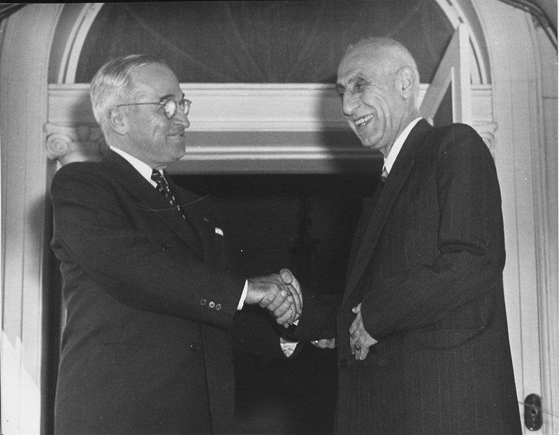 President Harry Truman greets Iranian Prime Minister Mohammad Mosaddegh at Blair House in 1951